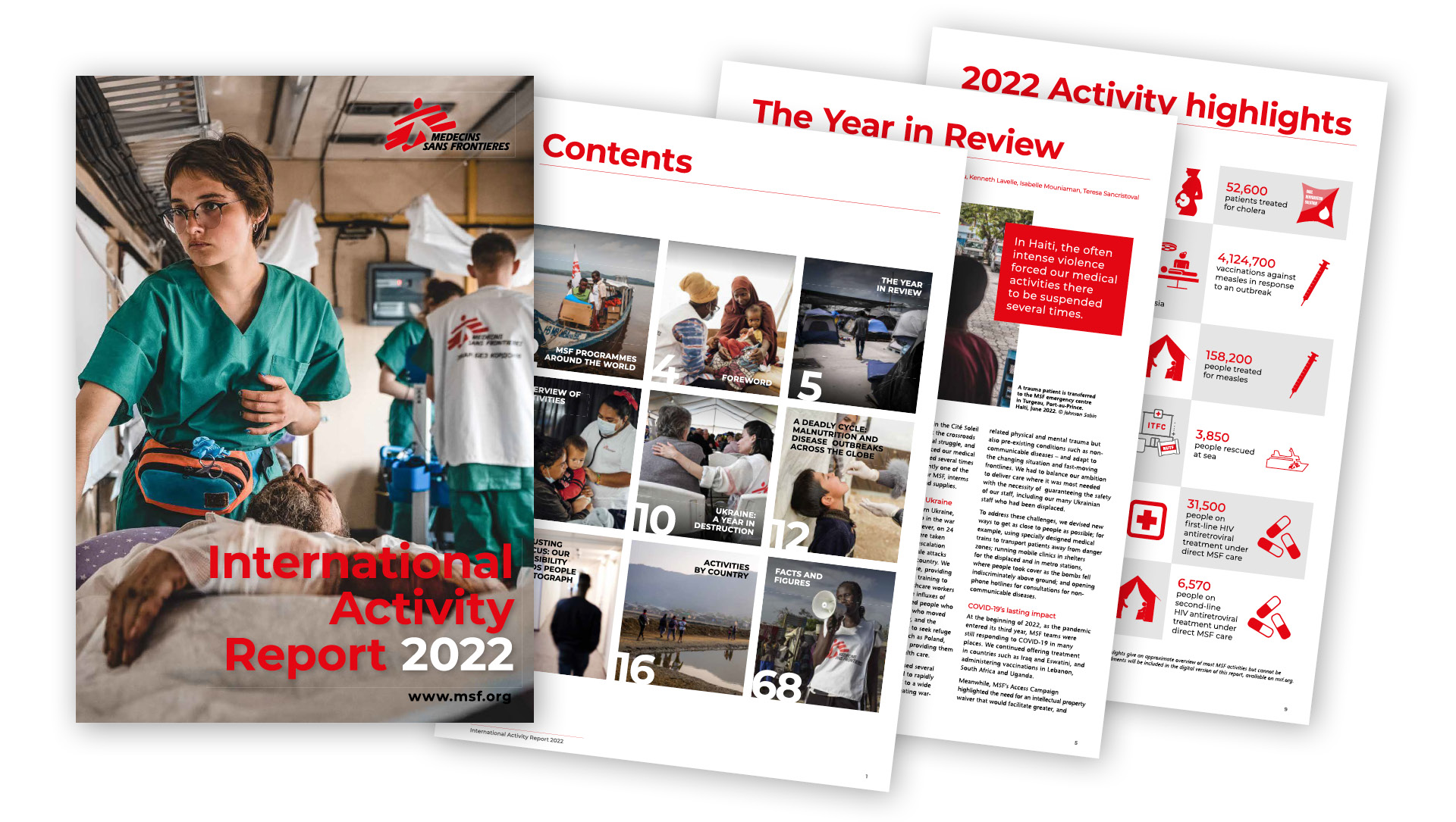 Coverbild und einige Seite unseres International Activity Reports