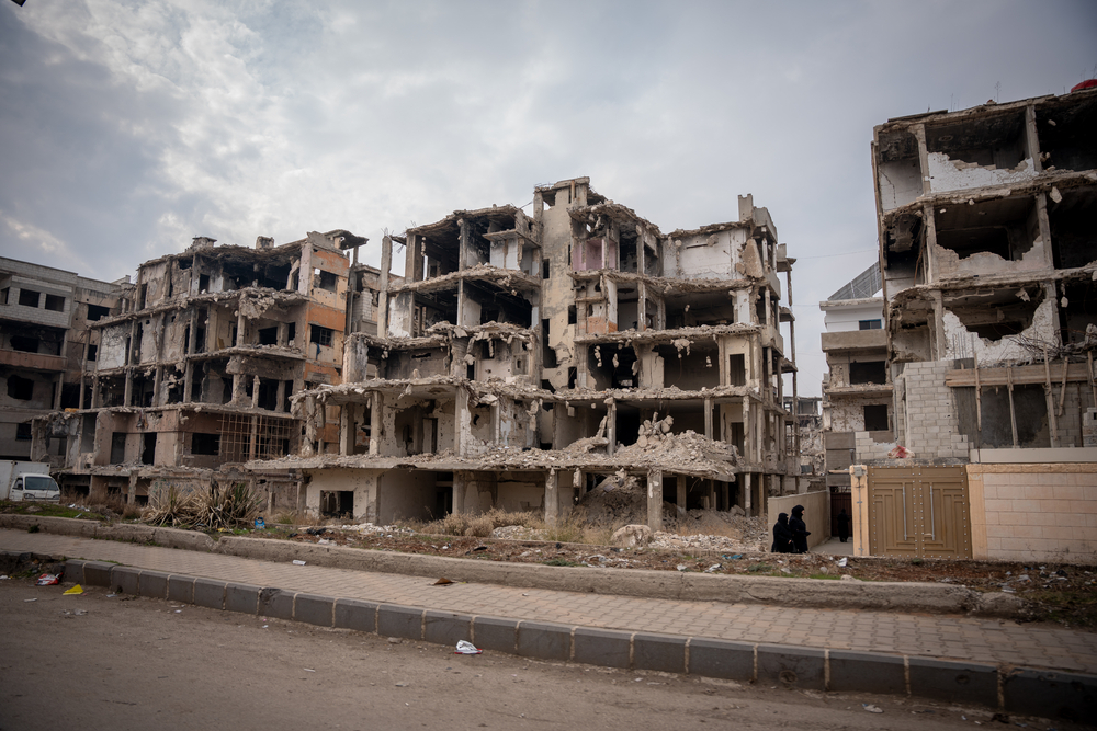 Ein vom Krieg zerstörtes Haus in der Stadt Homs in Syrien.