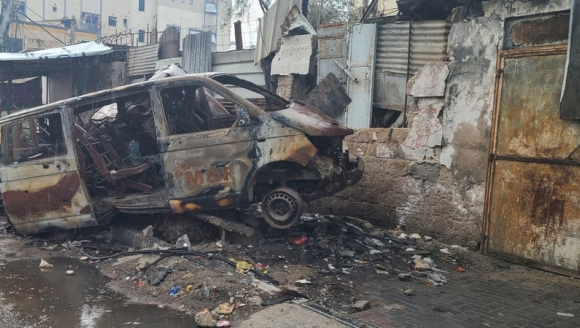 Unser zerstörter Krankenwagen in Gaza-Stadt.