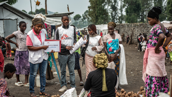 Cholera Aufklärung im Vertriebenencamp bei Goma