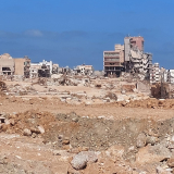 Zu sehen ist die Stadt Darna im Osten Libyens, welche besonders schwer von den Überschwemmungen getroffen wurde.